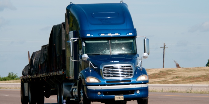 MCS - Dark Blue Cab with Loaded Covered Flatbed Thumbnail
