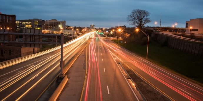 Highway traffic at night Thumbnail