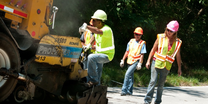 Image of diverse construction workers