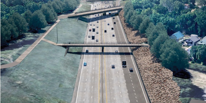 Rendering of future new pedestrian bridge over I-70