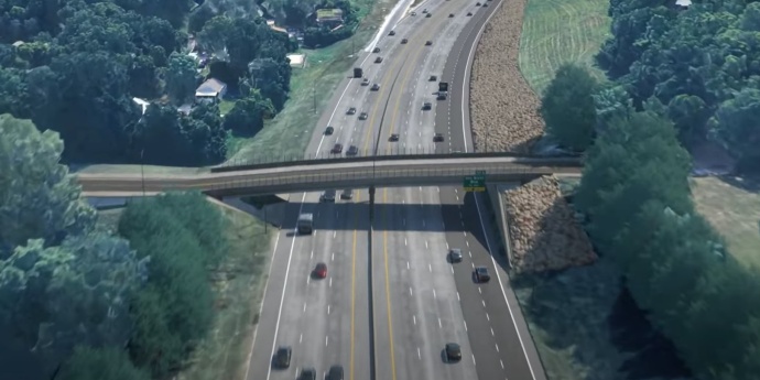 Rendering of new bridge traversing I-70