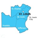 Map popout of St Louis Area