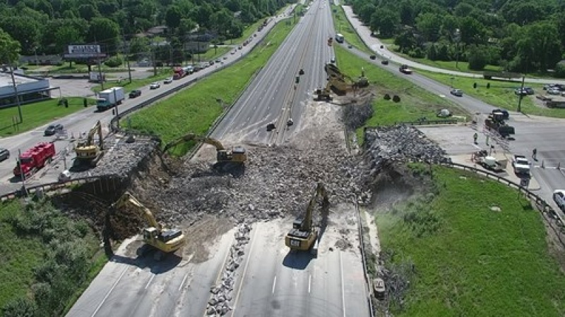 Demolition of Old Halls Ferry Bridge over I-270 on I-270 North project