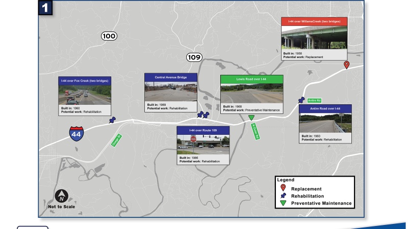 SL: I-44 bridge maintenance locations - Fox Creek to Williams Creek