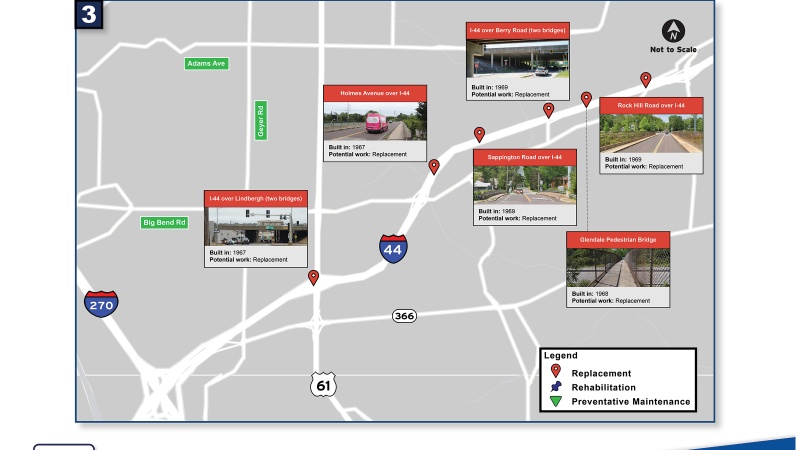SL: I-44 bridge maintenance locations - Lindbergh to Rock Hill