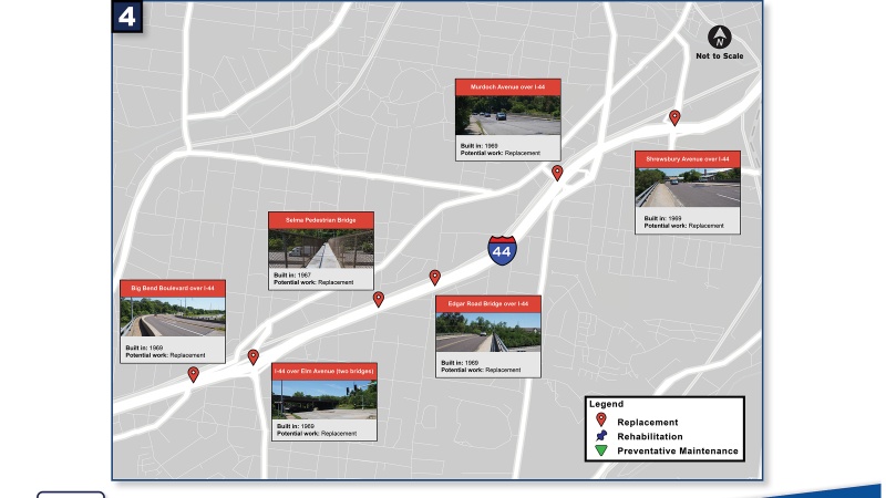 SL: I-44 bridge maintenance locations - Shrewsbury to Big Bend