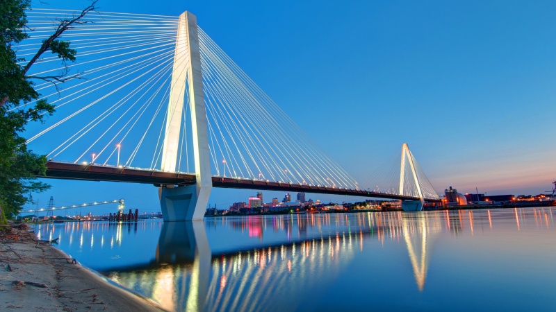 Stan Musial Bridge at night